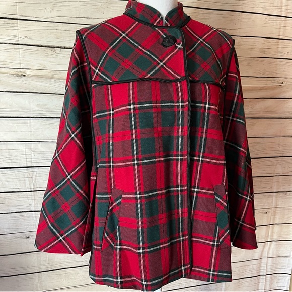 Pendleton Plaid Wool Capelet Poncho Jacket Size XL - Picture 6 of 13